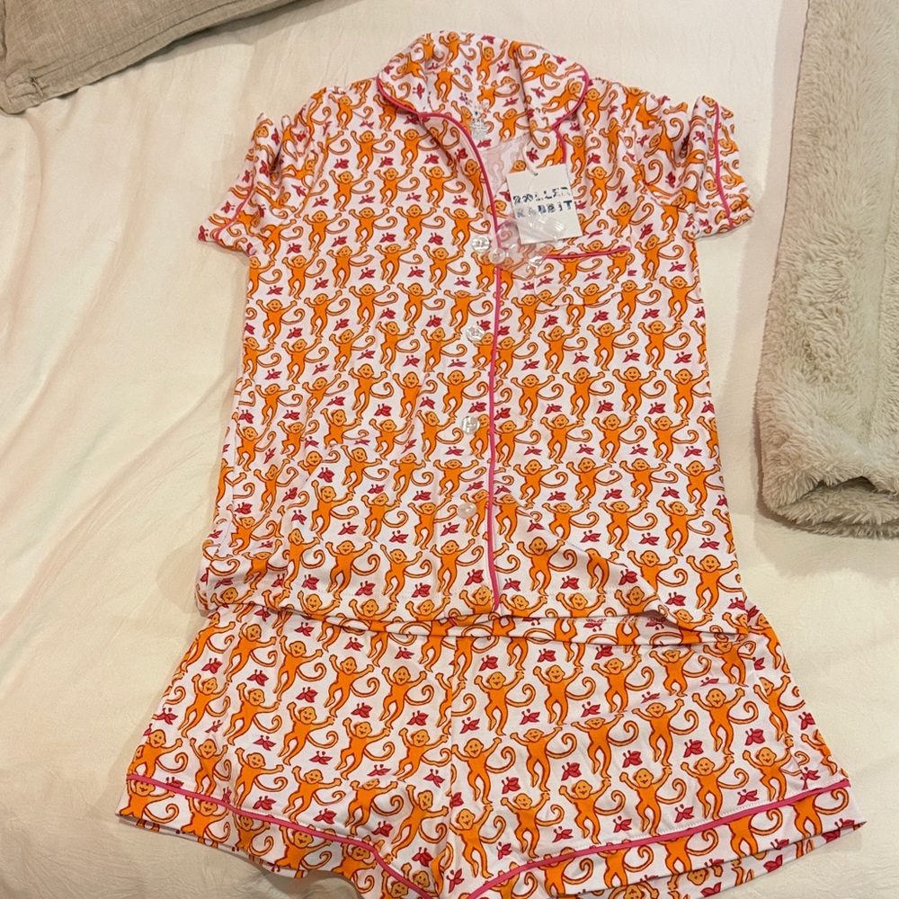 Roller Rabbit Orange and Pink Pajama Set
